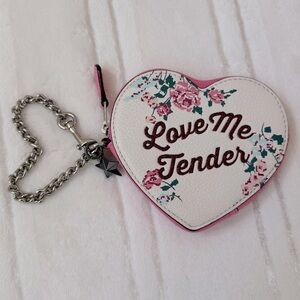 Coach X Elvis Presley Heart-Shaped Floral Coin Bag Keychain Bag Charm